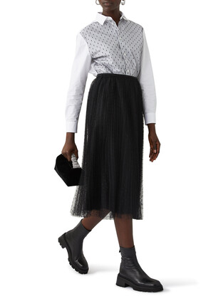 Pleated Point D'Esprit Tulle Skirt